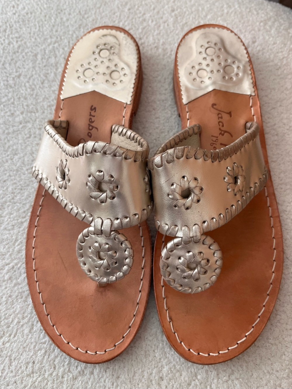 Jack Rogers Metallic Champagne Navajo Rondelle Sandal - Picture 2 of 5